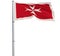 Isolate Civil Ensign of Malta - flag on a flagpole fluttering in the wind on a white background, 3d rendering.