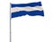Isolate civil flag of El Salvador on a flagpole fluttering in the wind on a white background, 3d rendering.
