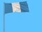 Isolate civil flag of Guatemala on a flagpole fluttering in the wind on a blue background