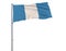 Isolate civil flag of Guatemala on a flagpole fluttering in the wind on a white background, 3d rendering.