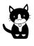 Isolate cute cat black and white flat design