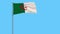 Isolate flag of Algeria on a flagpole fluttering in the wind on a white background, 3d rendering.