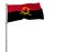 Isolate flag of Angola on a flagpole fluttering in the wind on a white background, 3d rendering.