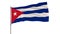 Isolate flag of Cuba on a flagpole fluttering in the wind on a white background, 3d rendering.