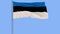 Isolate flag of Estonia on a flagpole fluttering in the wind on a blue background, 3d rendering