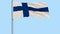 Isolate flag of Finland on a flagpole fluttering in the wind on a transparent background, 3d rendering, PNG format with Alpha chan