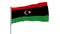 Isolate flag of Libya on a flagpole fluttering in the wind on a white background, 3d rendering.