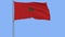 Isolate flag of Morocco on a flagpole fluttering in the wind on a white blue, 3d rendering.
