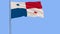 Isolate flag of Panama on a flagpole fluttering in the wind on a blue background, 3d rendering.