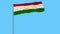 Isolate flag of Tajikistan on a flagpole fluttering in the wind on a white background, 3d rendering.