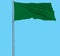 Isolate green flag on a flagpole fluttering in the wind on a blue background, 3d rendering.