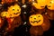 Isolate Halloween pumpkin light around with friends