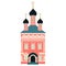 Isolate illustration of Orthodox Church. Russian Cathedral. Flat style