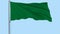 Isolate large green cloth on a flagpole fluttering in the wind on a transparent background, 3d rendering, PNG format with Alpha ch