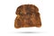Isolate of one slice of burnt slice of toaster bread. Toasted whole grain bread isolated on white background. The