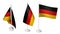 Isolated 3 Small Germany Flag waving 3d Realistic Germany fabric