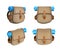Isolated 3d render illustration of cartoon backpack in various angles