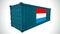 Isolated 3d rendering shipping sea cargo container textured with National flag of Luxembourg