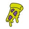 Isolated 60s groovy pizza icon Vector