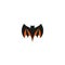 Isolated abstract black color flying bat logo. Halloween element on white background. Night animal logotype. Vampire