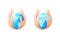 Isolated abstract blue earth hemispheres surrounded by human hands logo. Fresh drink symbol. Natural pure liquid