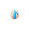 Isolated abstract blue water drop surrounded by human hands logo. Natural pure liquid logotype. Fresh drink icon. Dew