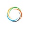 Isolated abstract colorful circular sun logo. Round shape rainbow logotype. Swirl, tornado and hurricane icon. Spining