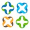 Isolated abstract colorful cross vector logo set. Outlined plus and multiplication signs collection. Medical icons group