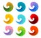 Isolated abstract colorful swirl logos set on white background vector illustration, waves logotypes collection,circular