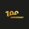 Isolated abstract golden 100th anniversary logo on black background.