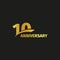 Isolated abstract golden 10th anniversary logo on black background.