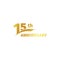 Isolated abstract golden 15th anniversary logo on white background. 15 number logotype. Fifteen years jubilee