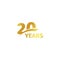 Isolated abstract golden 20th anniversary logo on white background. 20 number logotype. Twenty years jubilee celebration