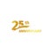 Isolated abstract golden 25th anniversary logo on white background. 25 number logotype. Twenty-five years jubilee