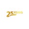 Isolated abstract golden 25th anniversary logo on white background. 25 number logotype. Twenty-five years jubilee