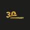 Isolated abstract golden 30th anniversary logo on black background. 30 number logotype. Thirty years jubilee celebration