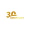 Isolated abstract golden 30th anniversary logo on white background. 30 number logotype. Thirty years jubilee celebration