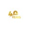 Isolated abstract golden 40th anniversary logo on white background. 40 number logotype. Forty years jubilee celebration