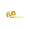 Isolated abstract golden 60th anniversary logo on white background. 60 number logotype. Sixty years jubilee celebration