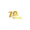 Isolated abstract golden 70th anniversary logo on white background. 70 number logotype. Seventy years jubilee