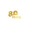 Isolated abstract golden 80th anniversary logo on white background. 80 number logotype. Eighty years jubilee celebration