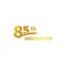 Isolated abstract golden 85th anniversary logo on white background. 85 number logotype. Eighty-five years jubilee