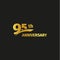 Isolated abstract golden 95th anniversary logo on black background. 95 number logotype. Ninty-five years jubilee