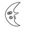 Isolated abstract vector black and white illustration with colorful talisman moon