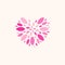 Isolated abstract vector logo. Pink heart image. Graphic symbol for St. Valentines Day. Designed flower icon. Bright