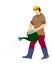 Isolated agriculturist with watering can