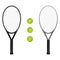 Isolated of aluminium gray and black tennis racket and tennis ball with white background. vector . illustration. graphic design. o