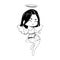 Isolated angel girl kawaii tatoo vector illustration
