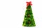 Isolated artificial green christmas tree with red balls and bow, copy space