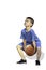 Isolated Asian boy holding a basketball on a white background with clipping path